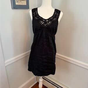 NWT Max Studio Black Linen Dress with Lace Detail